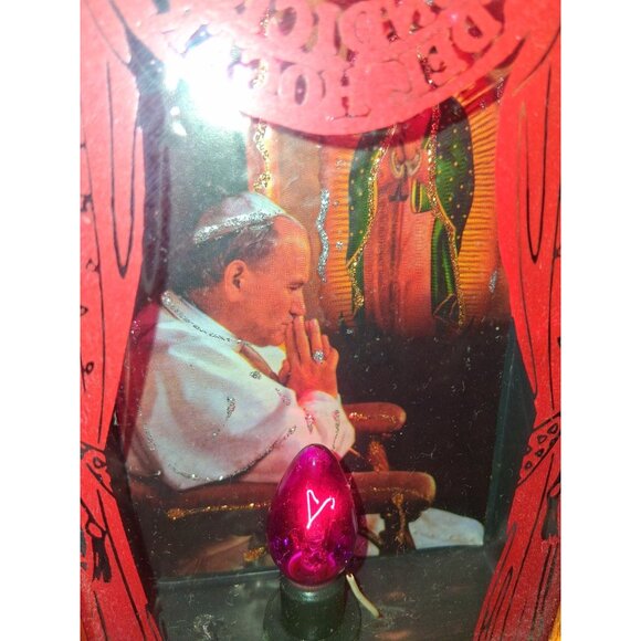 Vintage Pope John Paul II & Our Lady Of Guadalupe Lighted Wall Picture Frame - Picture 7 of 11